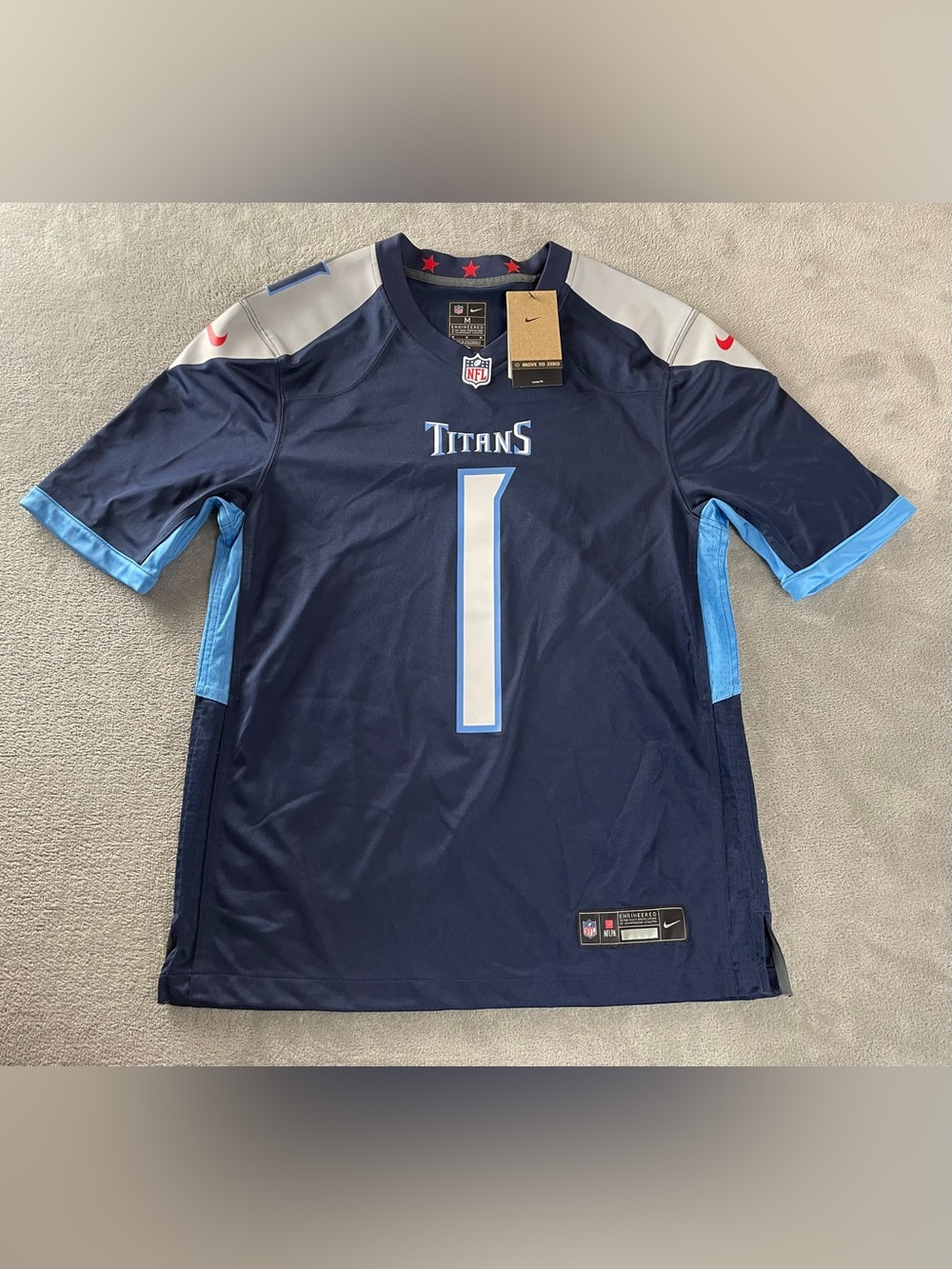 Nike NFL Tennessee Titans Cam Ward #1 Blue Jersey Adult Size Medium NWT NEW
